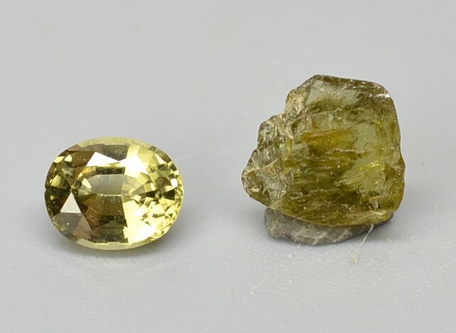 Sinhalite Natural Crystal 0.91 ct & 0.67 ct Oval Cut Stone